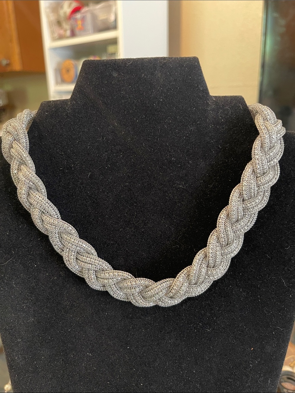 Ann Taylor Braided Silver Mesh Necklace